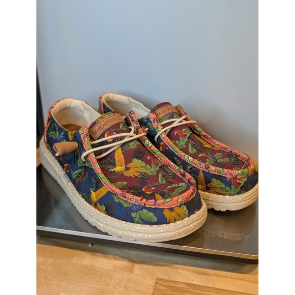 Margaritaville Hey Dude Parrot Print Loafers Comfort Casual Shoes Slip On Sz8 E2 - Picture 1 of 7